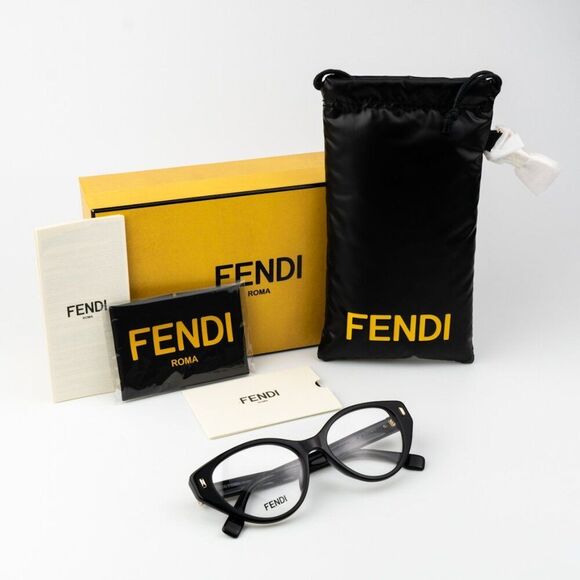 NEW Fendi FE50020I FIRST 001 Shiny Black Women Cat Eye Eyeglasses - Picture 10 of 11
